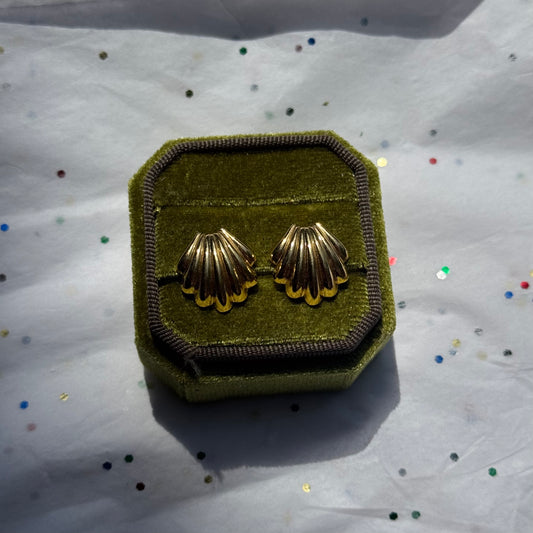 Vintage Gold Shell Post Earrings