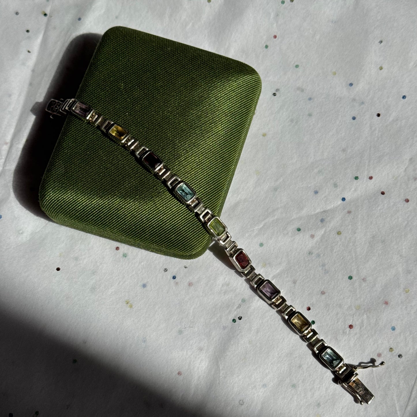 Vintage Sterling Silver Multi Gemstone Bracelet
