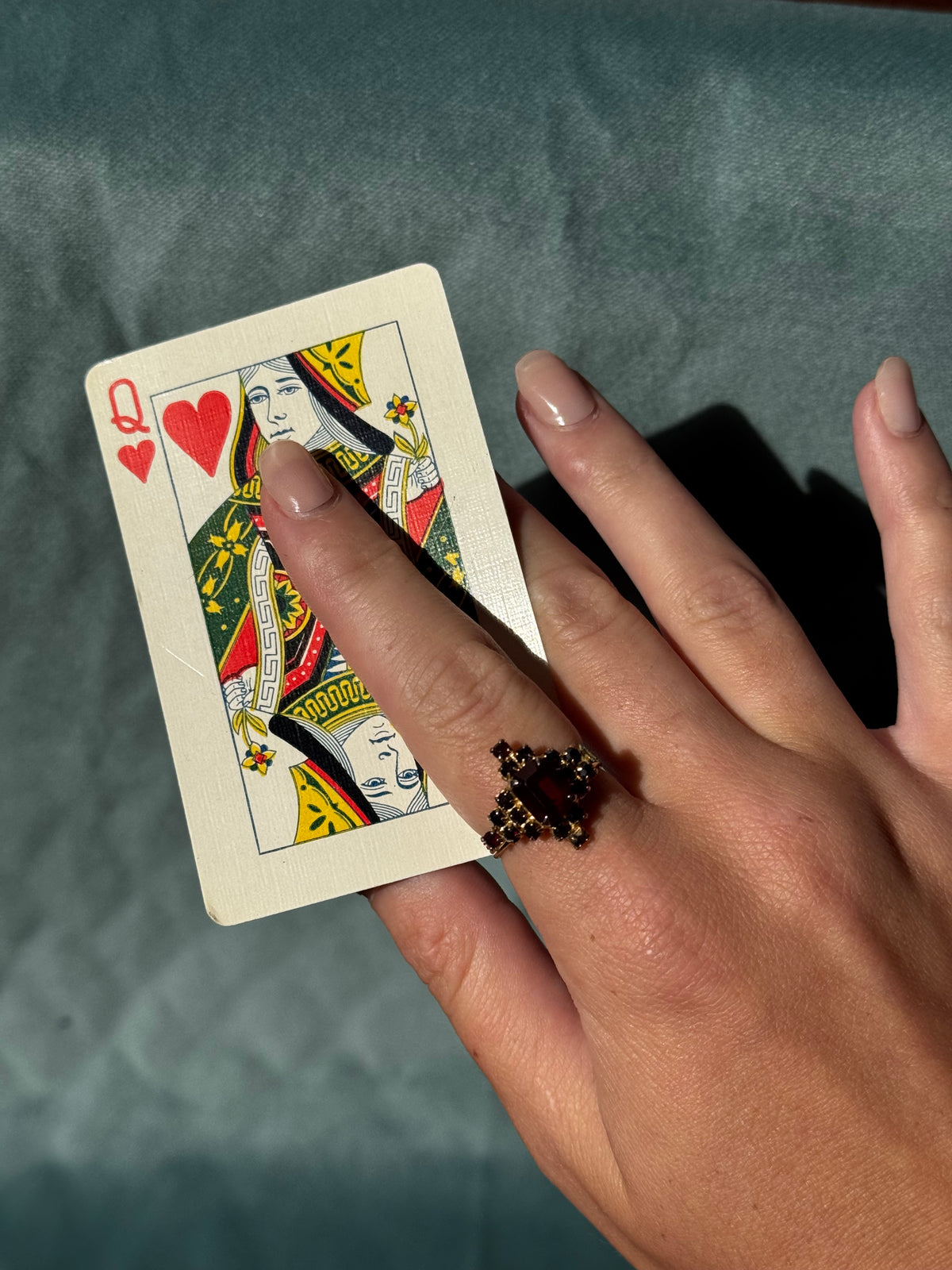Vintage Red Rhinestone Gold Tone Ring