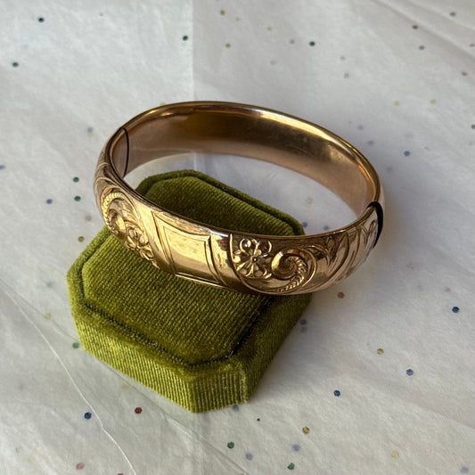 Vintage Gold Filled Engraved Gold Bangle Bracelet