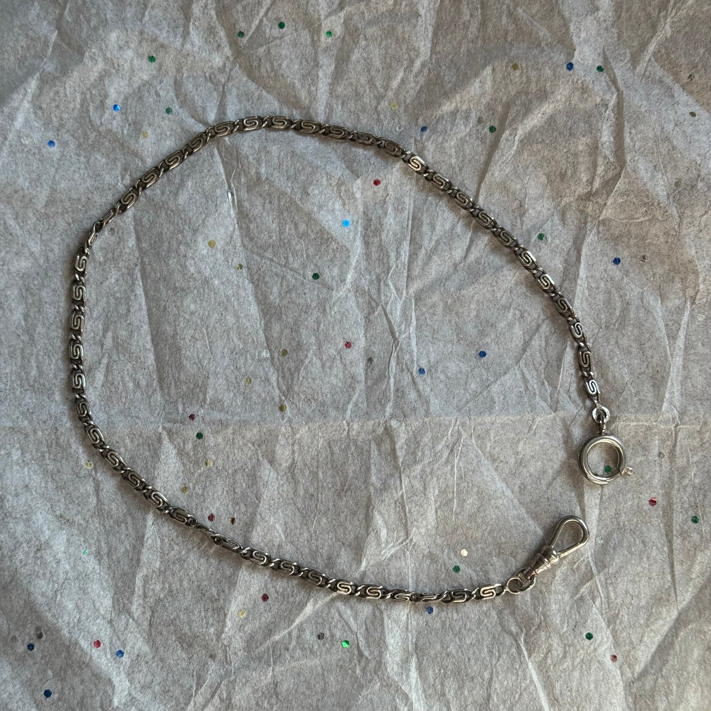 Vintage Silver Scroll Link Watch Chain - Sourced in Paris