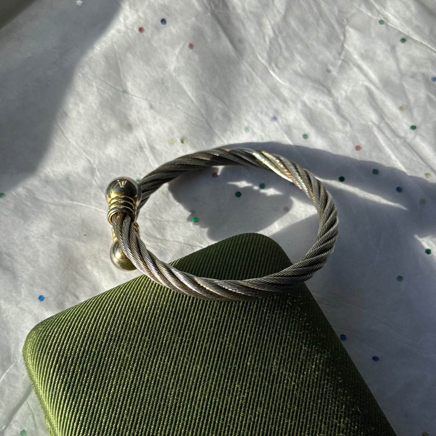 Vintage Two Tone Twisted Cuff Bracelet