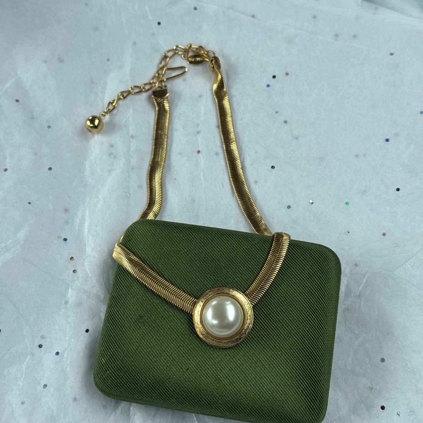 Vintage Gold Pearl Choker Necklace