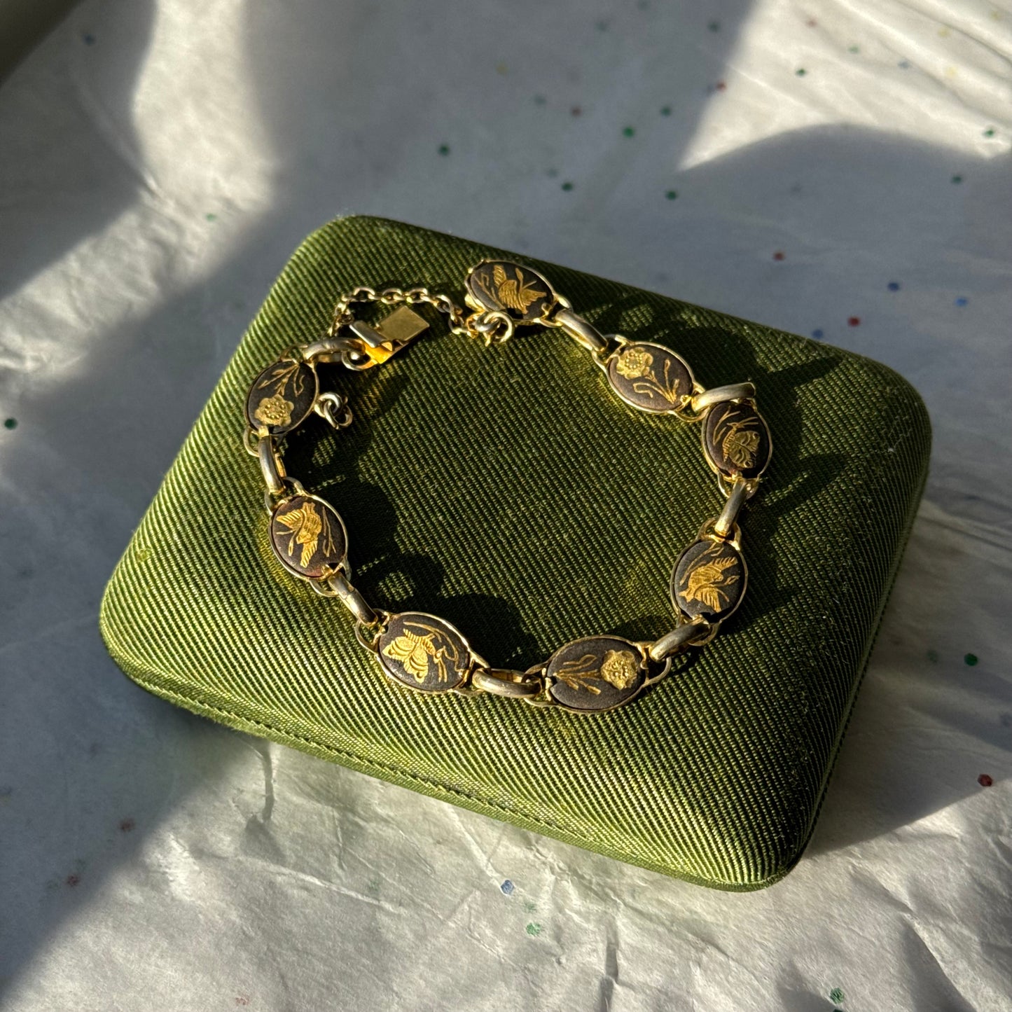 Vintage Damascene Gold & Black Bracelet