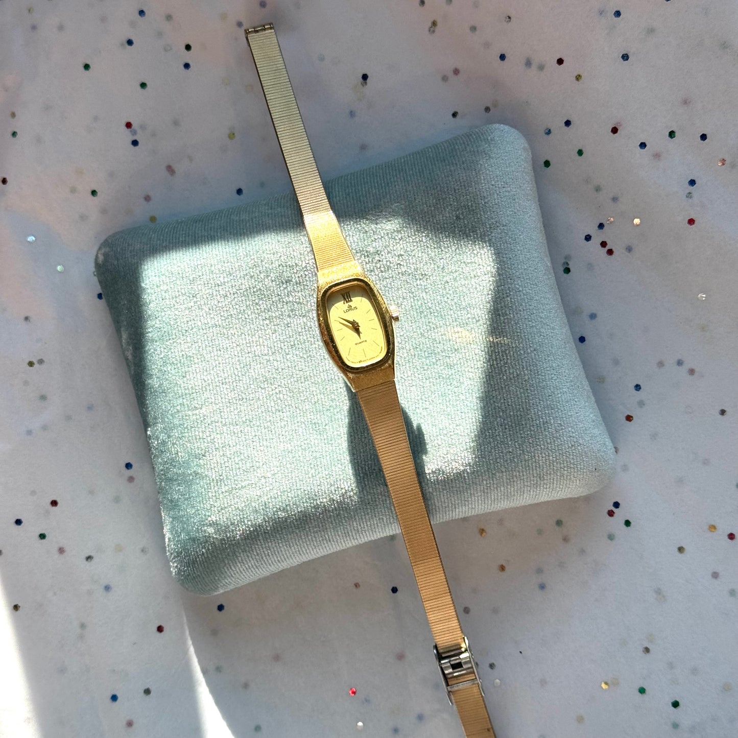 Vintage Gold Elongated Rectangle Face Lorus Watch