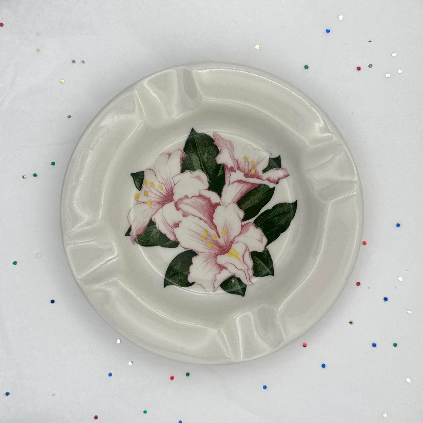 Vintage Floral China Ashtray Dish