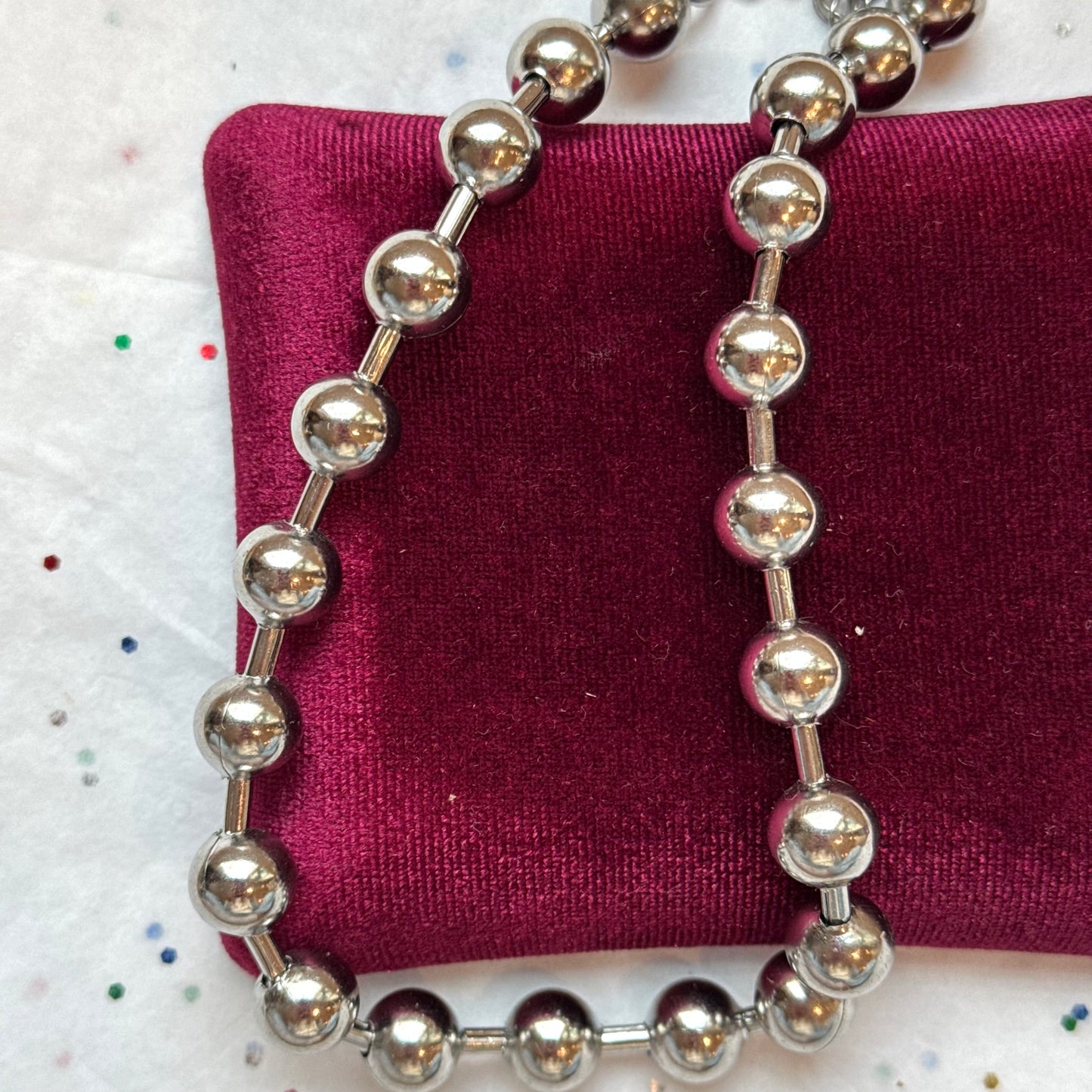 Silver Beaded Necklace - Sourced in Greece
