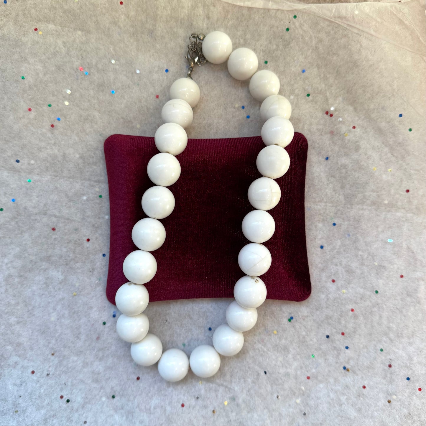 Vintage White Beaded Necklace - Sourced in Paris