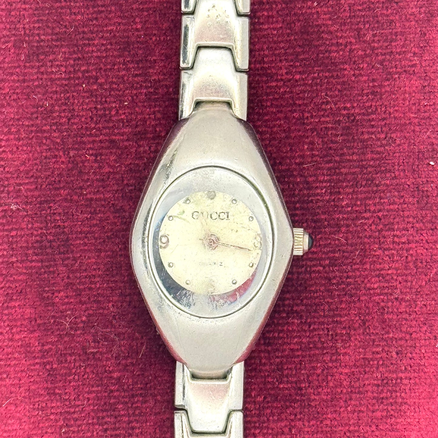 Vintage 1990s Authentic Gucci Silver & White Bubble Watch