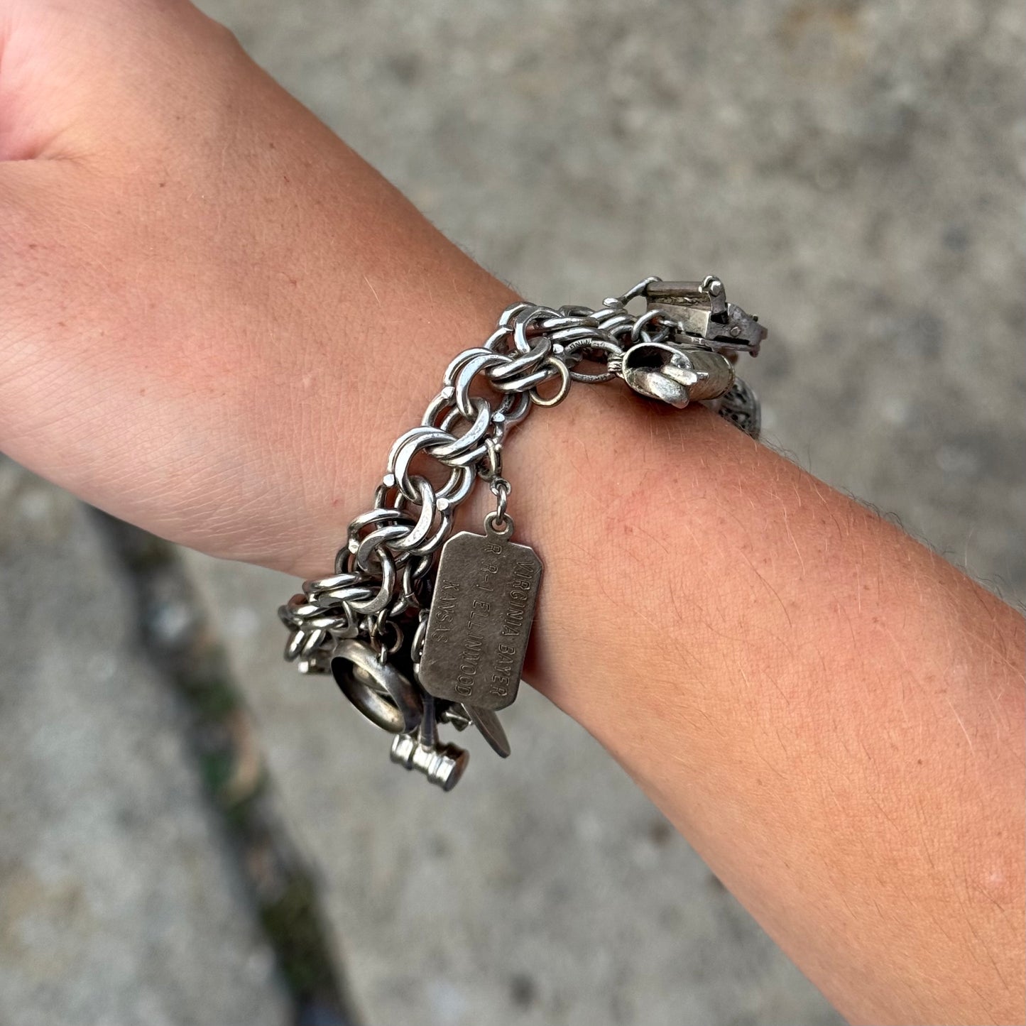 Vintage Sterling Silver Complete Charm Bracelet