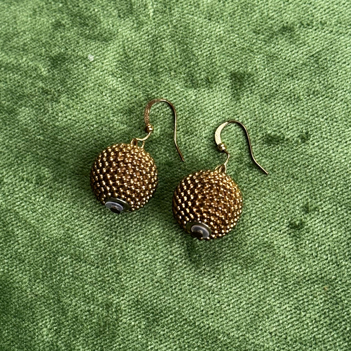 Vintage Gold Beaded Ball Earrings