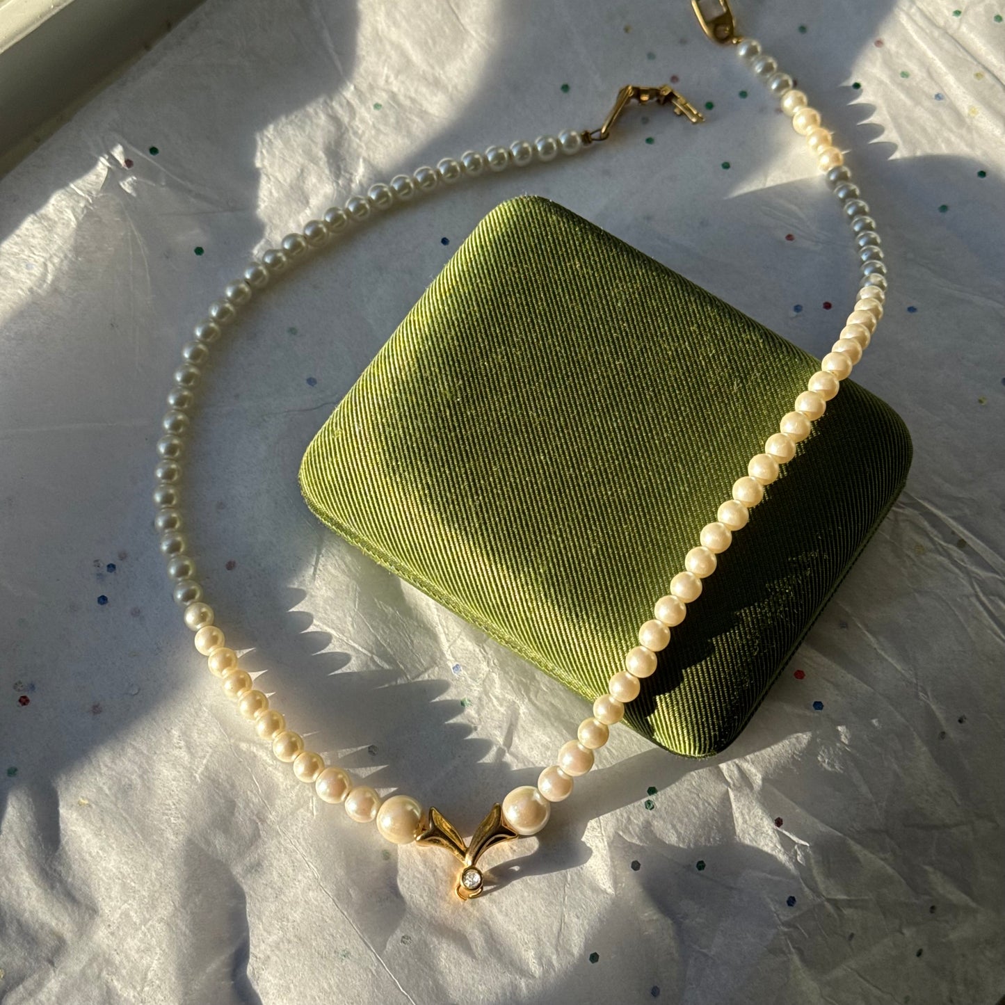 Vintage Gold Pearl Necklace