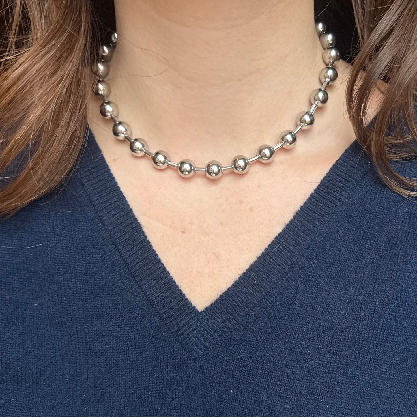 Silver Beaded Necklace - Sourced in Greece