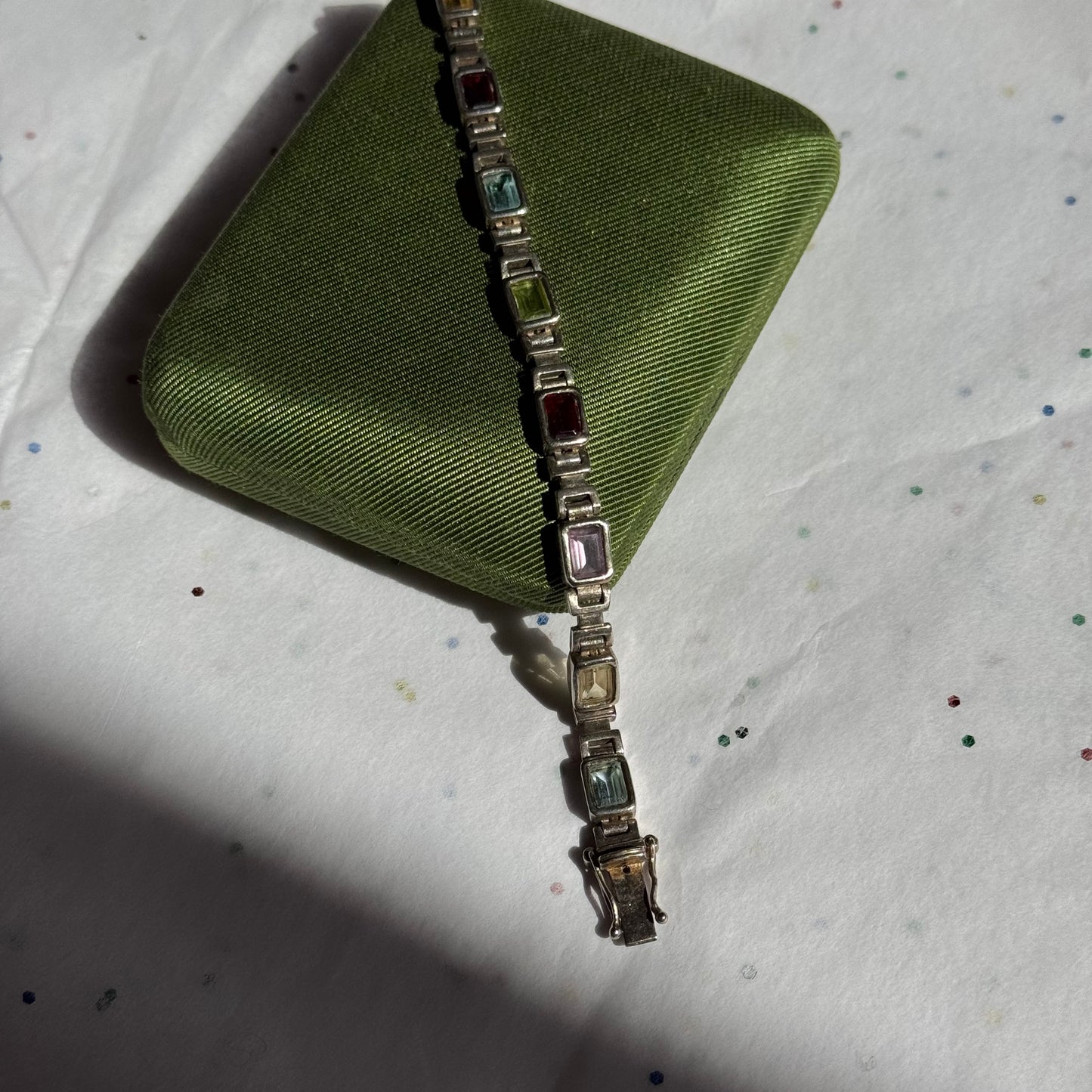 Vintage Sterling Silver Multi Gemstone Bracelet