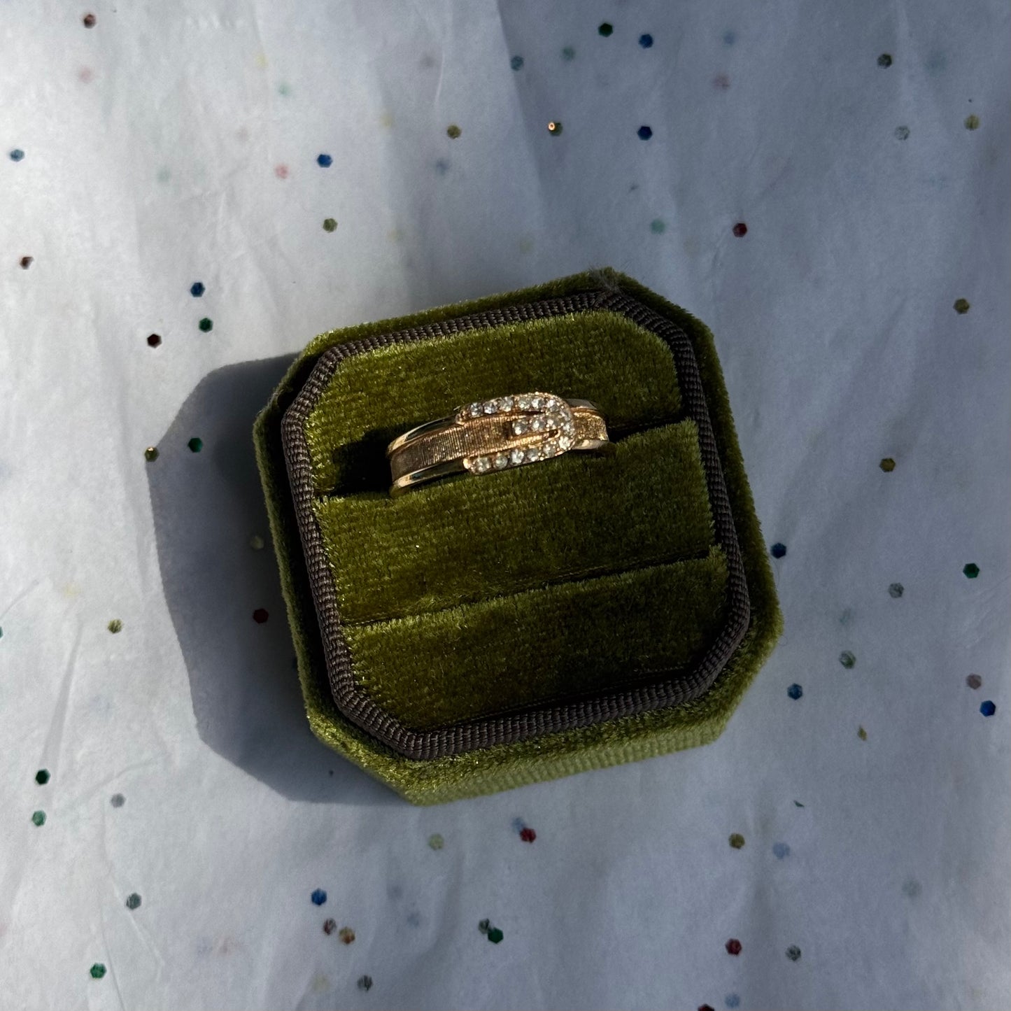 Vintage Gold Rhinestone Belt Buckle Ring