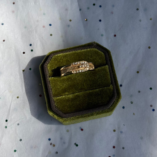 Vintage Gold Rhinestone Belt Buckle Ring