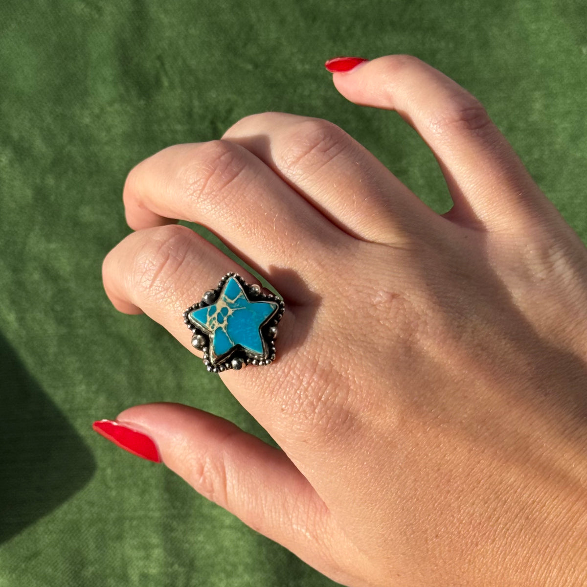 Vintage Turquoise Sterling Silver Star Ring