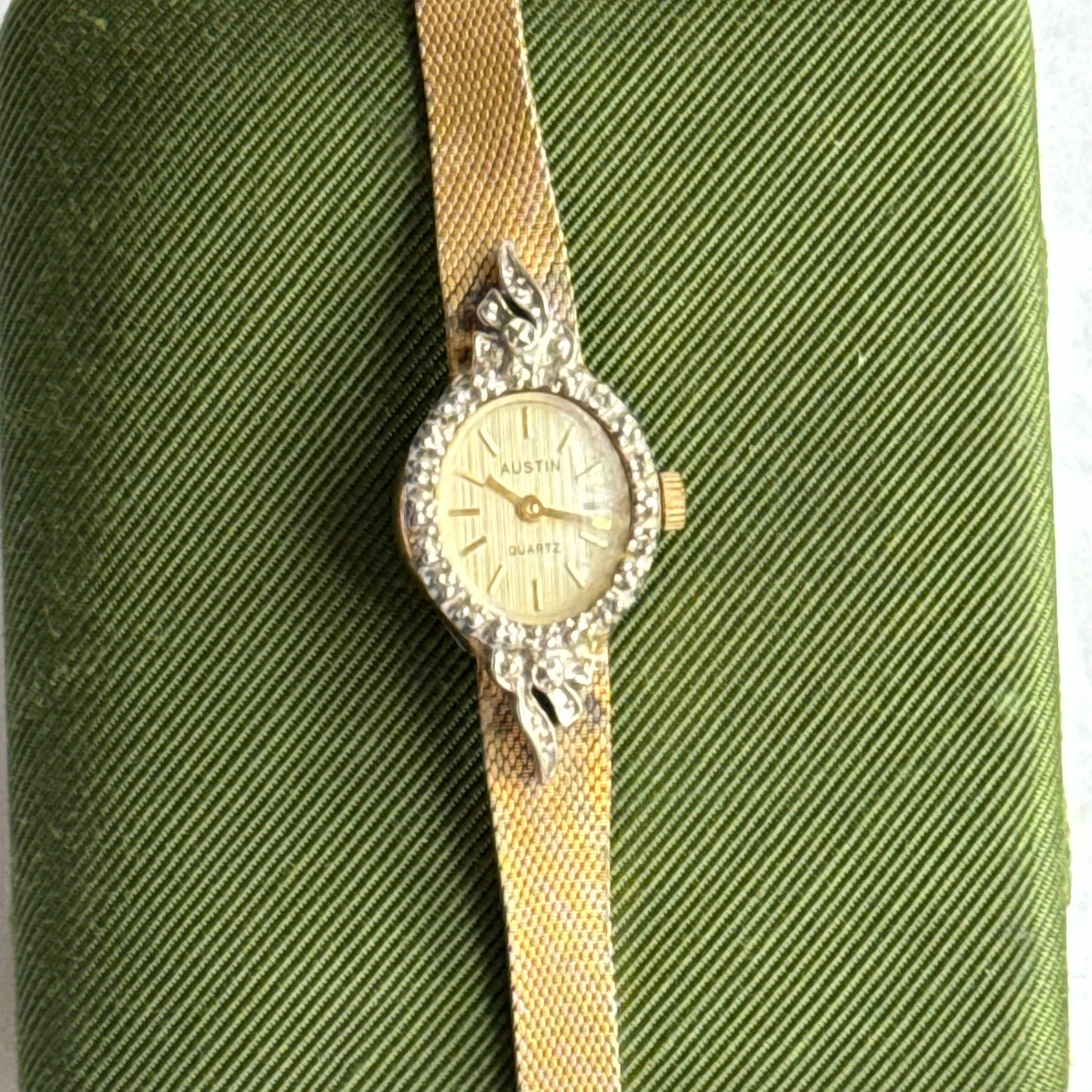 Vintage Gold Watch with Rhinestone Frame