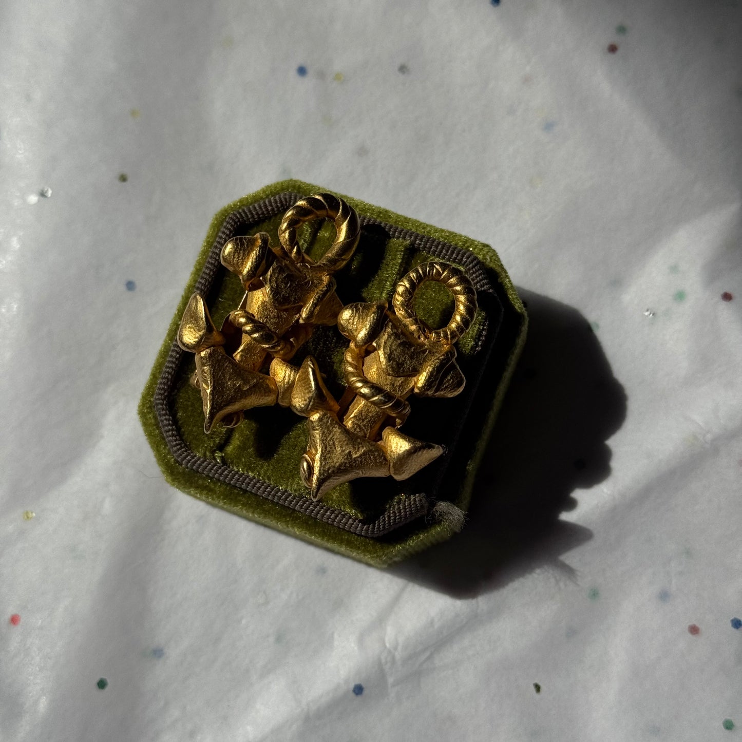 Vintage Nautical Gold Anchor Clip Earrings