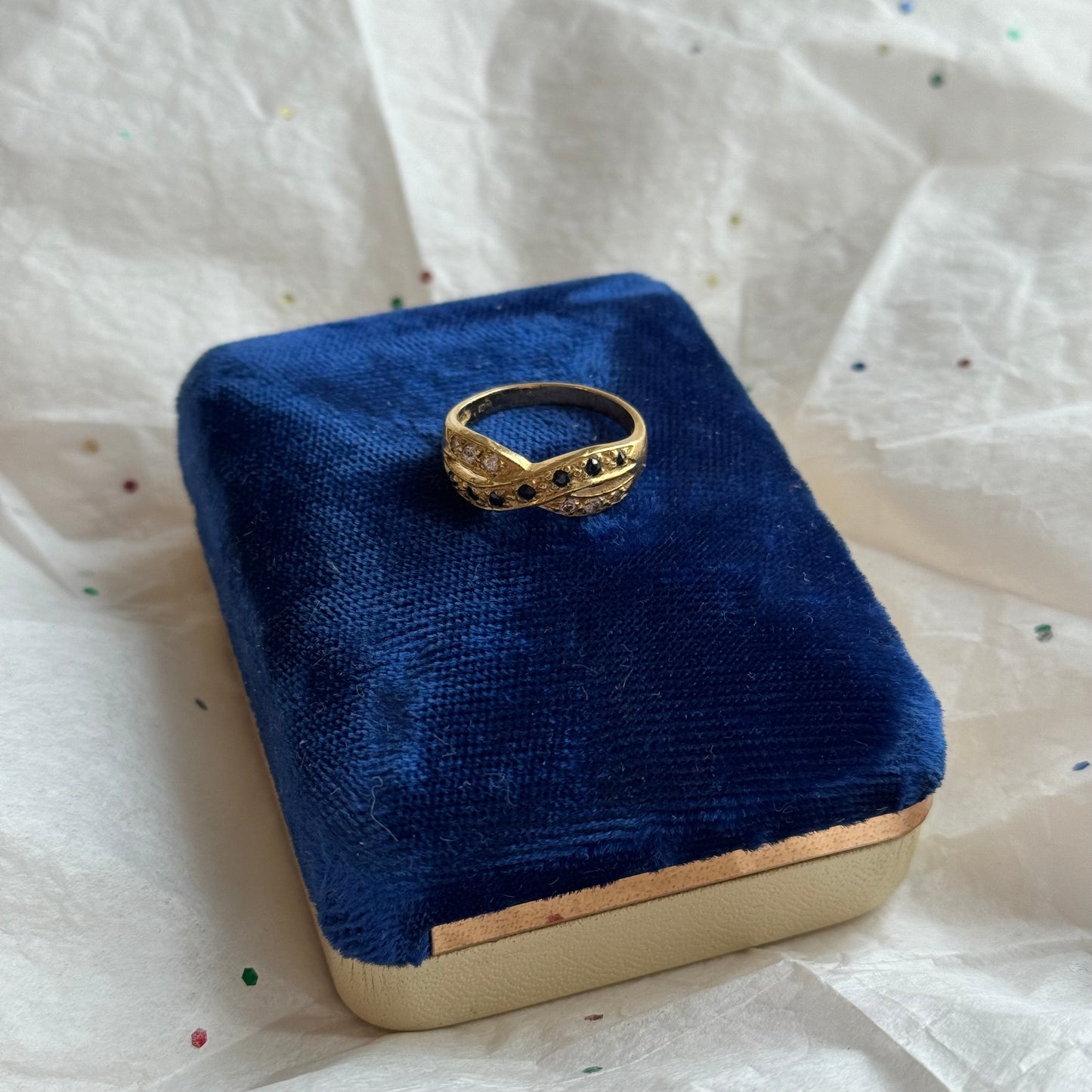 Vintage Gold Ring with Rhinestones - Sourced in Paris