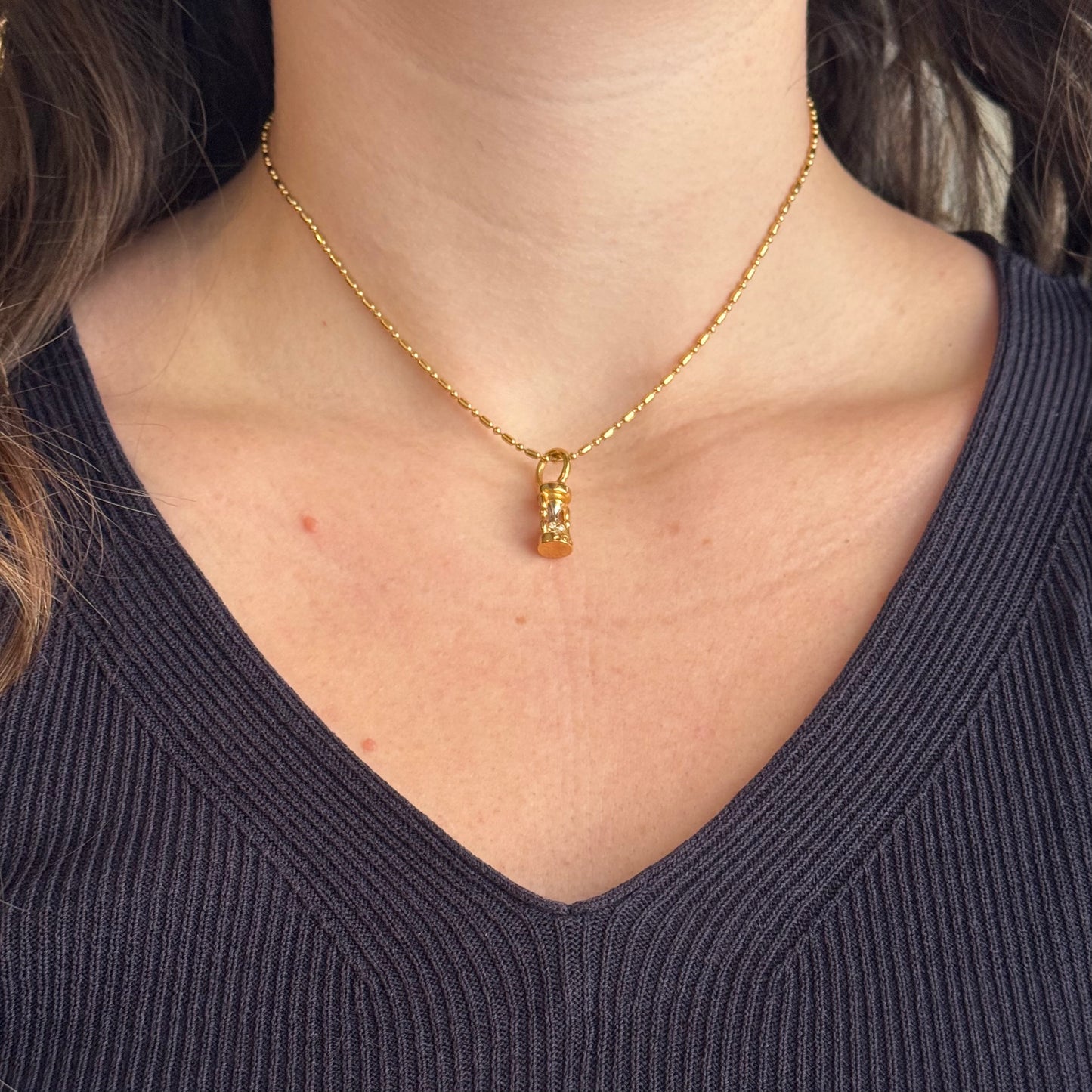 Vintage Gold Hourglass Necklace