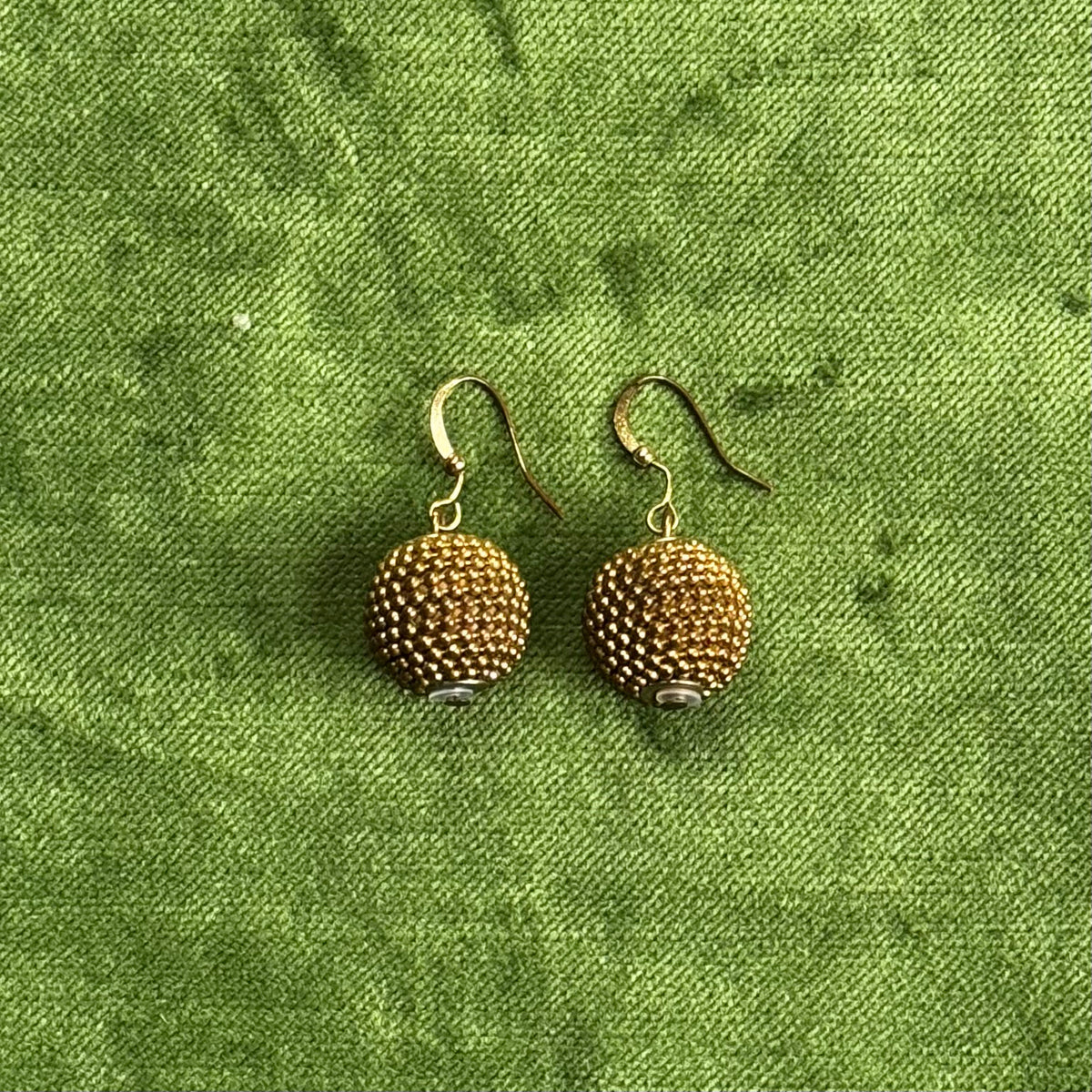Vintage Gold Beaded Ball Earrings