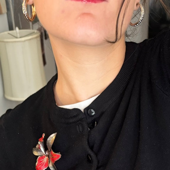Vintage Two Tone Twist Hoop Earrings