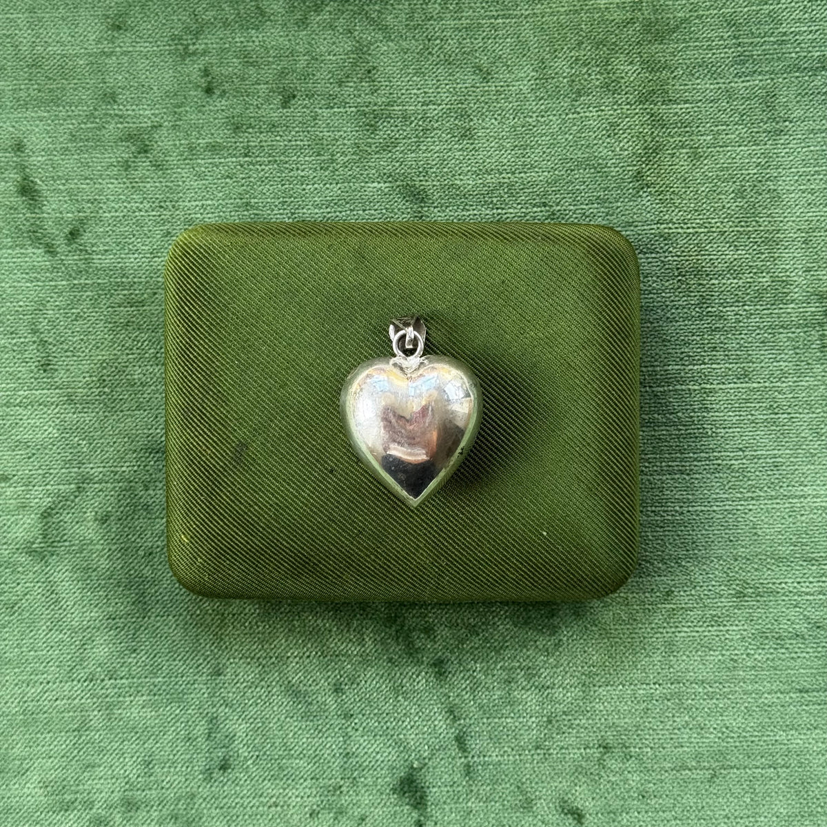Vintage Sterling Silver Puffy Heart Jingle Pendant Charm