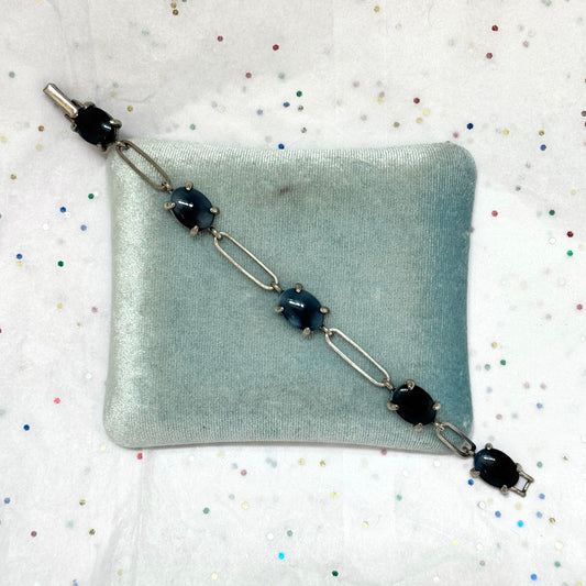 Vintage Silver Bracelet with Blue Stones