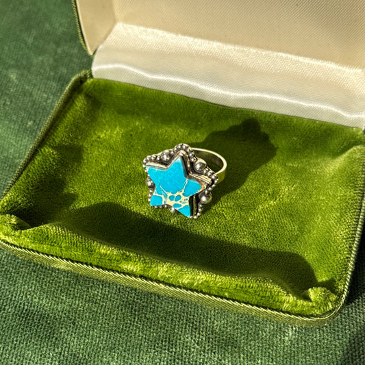 Vintage Turquoise Sterling Silver Star Ring