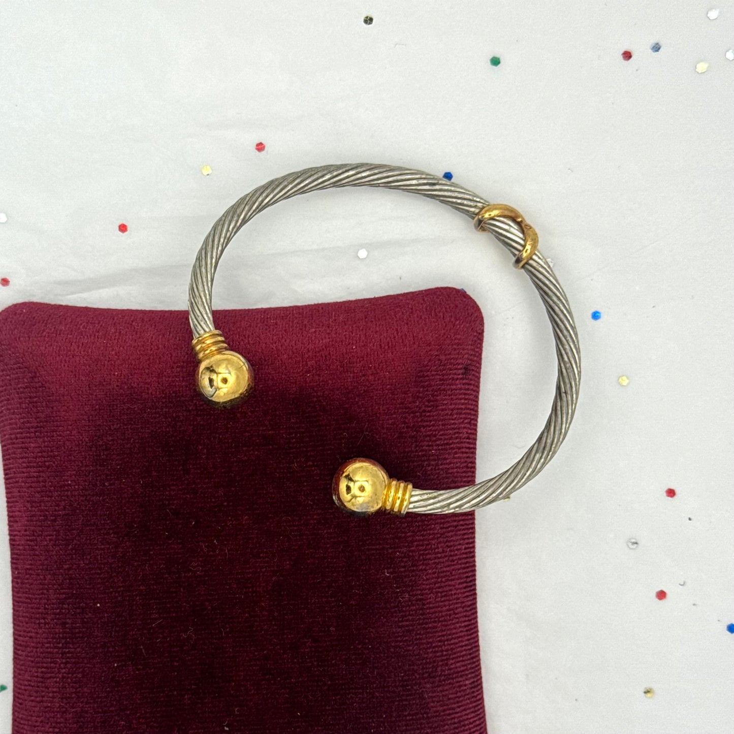 Vintage Two Tone Twisted Cuff Bracelet