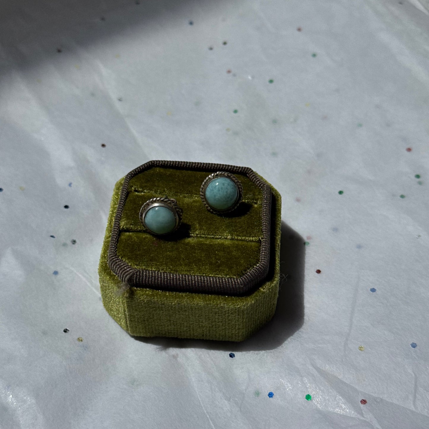 Vintage Teal Stone Sterling Silver Earrings