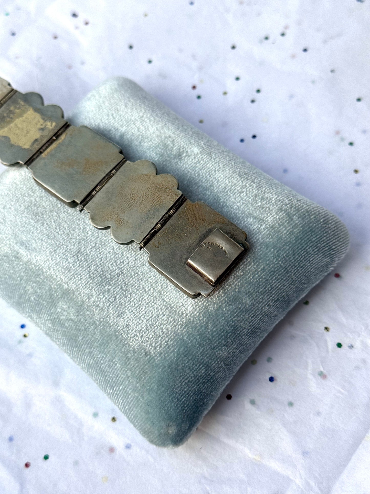 Vintage Silver Abalone Shell Panel Bracelet