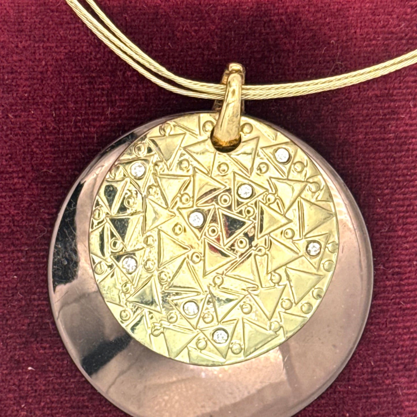 Vintage Gold Rhinestone Circle Necklace