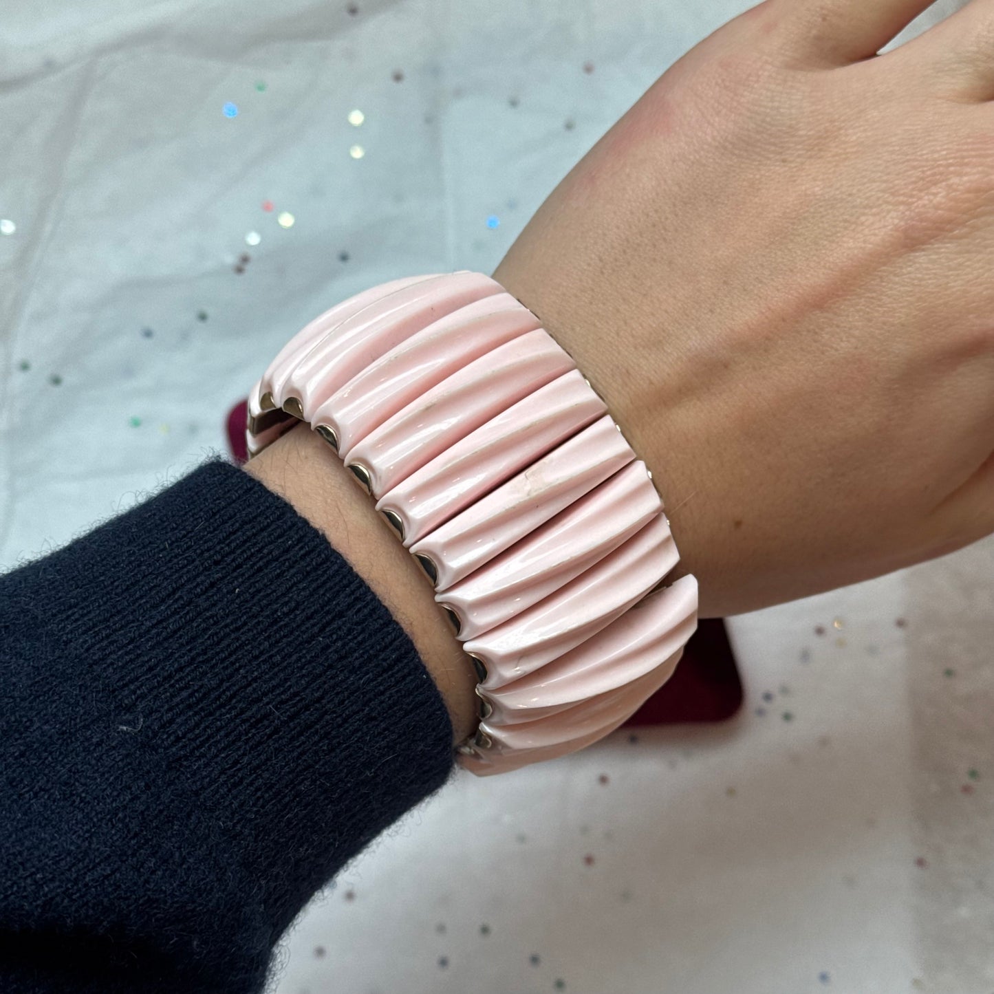 Vintage Pink Lucite Flex Bracelet