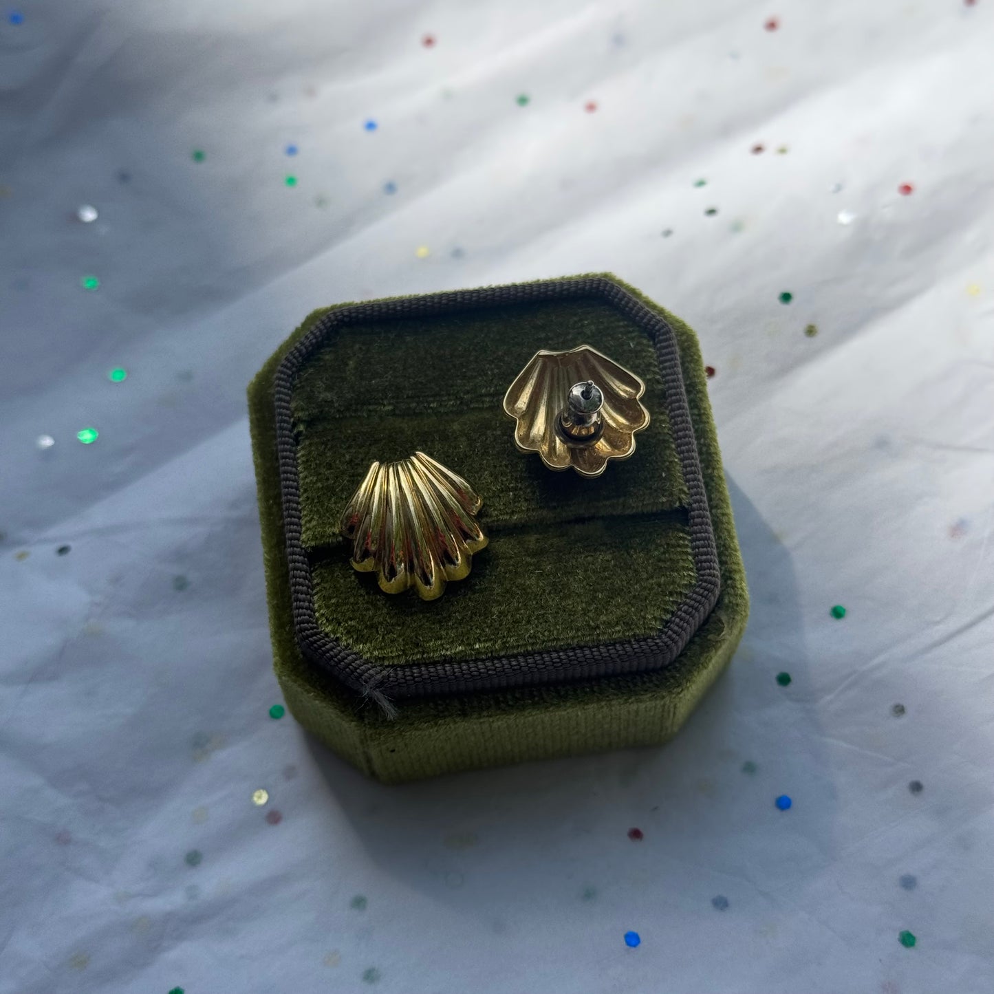 Vintage Gold Shell Post Earrings