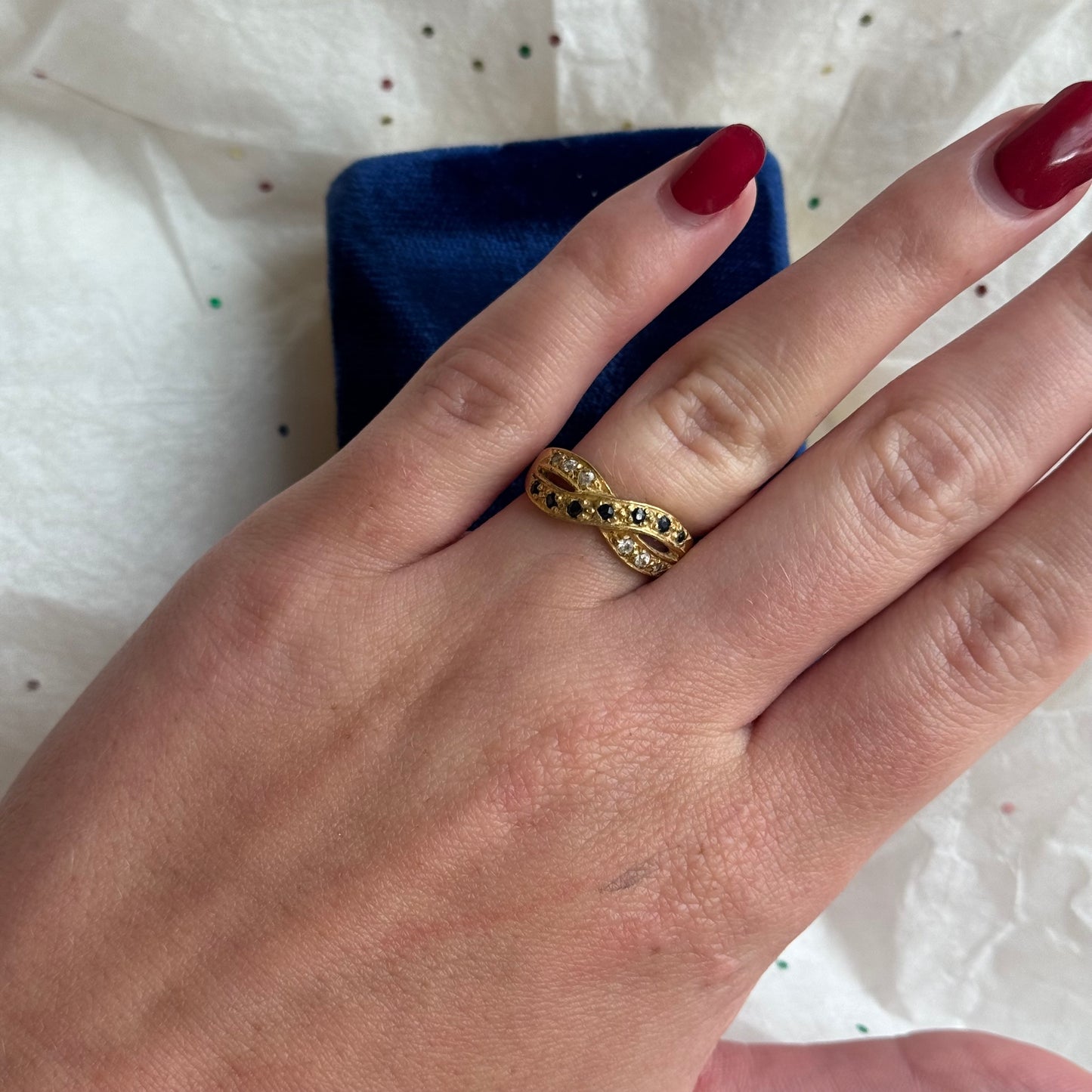 Vintage Gold Ring with Rhinestones - Sourced in Paris