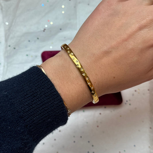 Gold Starset Rhinestone Cuff Bracelet