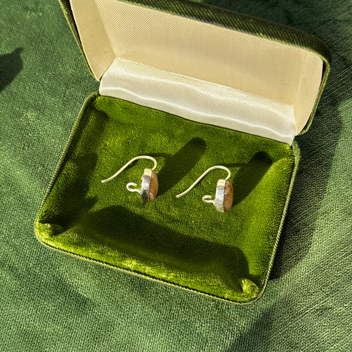 Vintage Sterling Silver Natural Stone Earrings