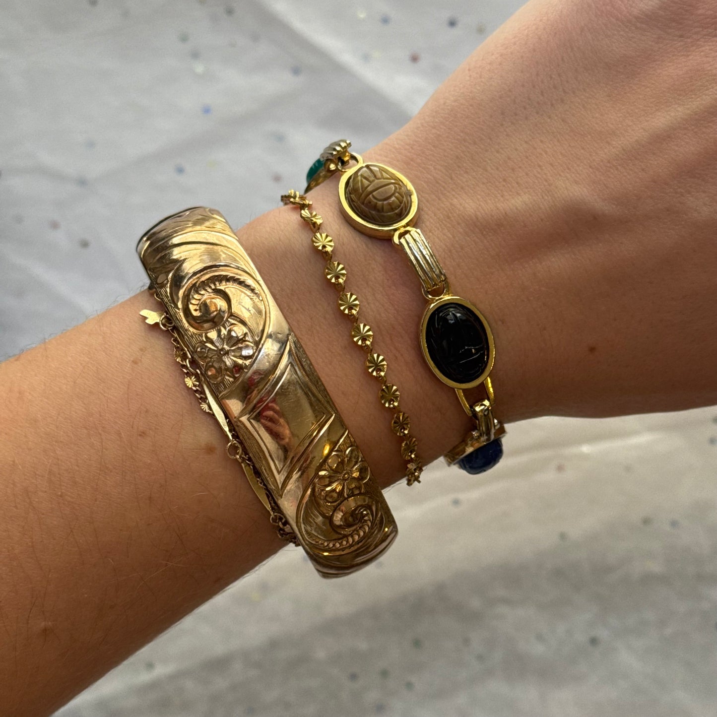 Vintage Gold Filled Engraved Gold Bangle Bracelet