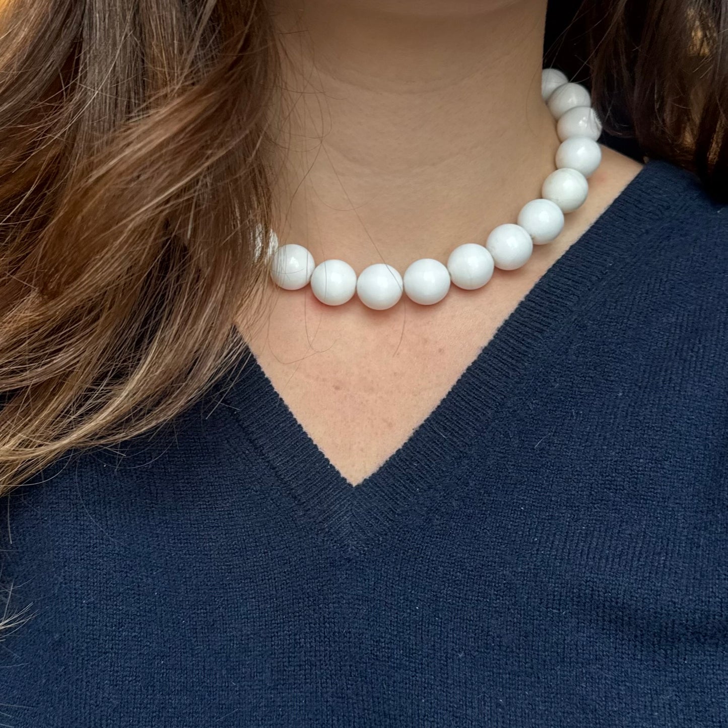 Vintage White Beaded Necklace - Sourced in Paris