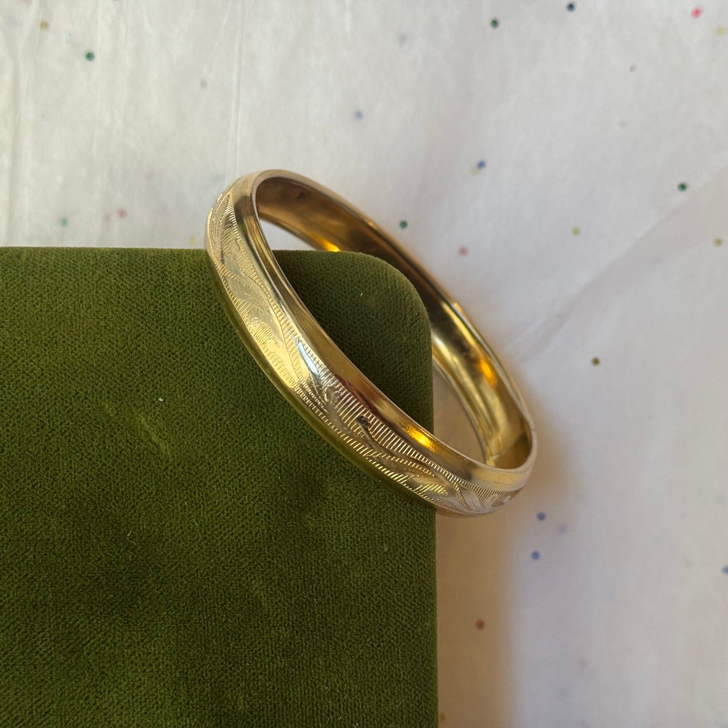 Vintage Engraved Gold Bangle Bracelet