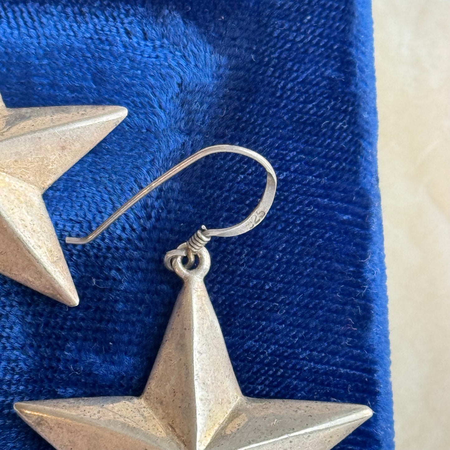 Vintage 925 Sterling Silver Star Earrings - Sourced in Paris