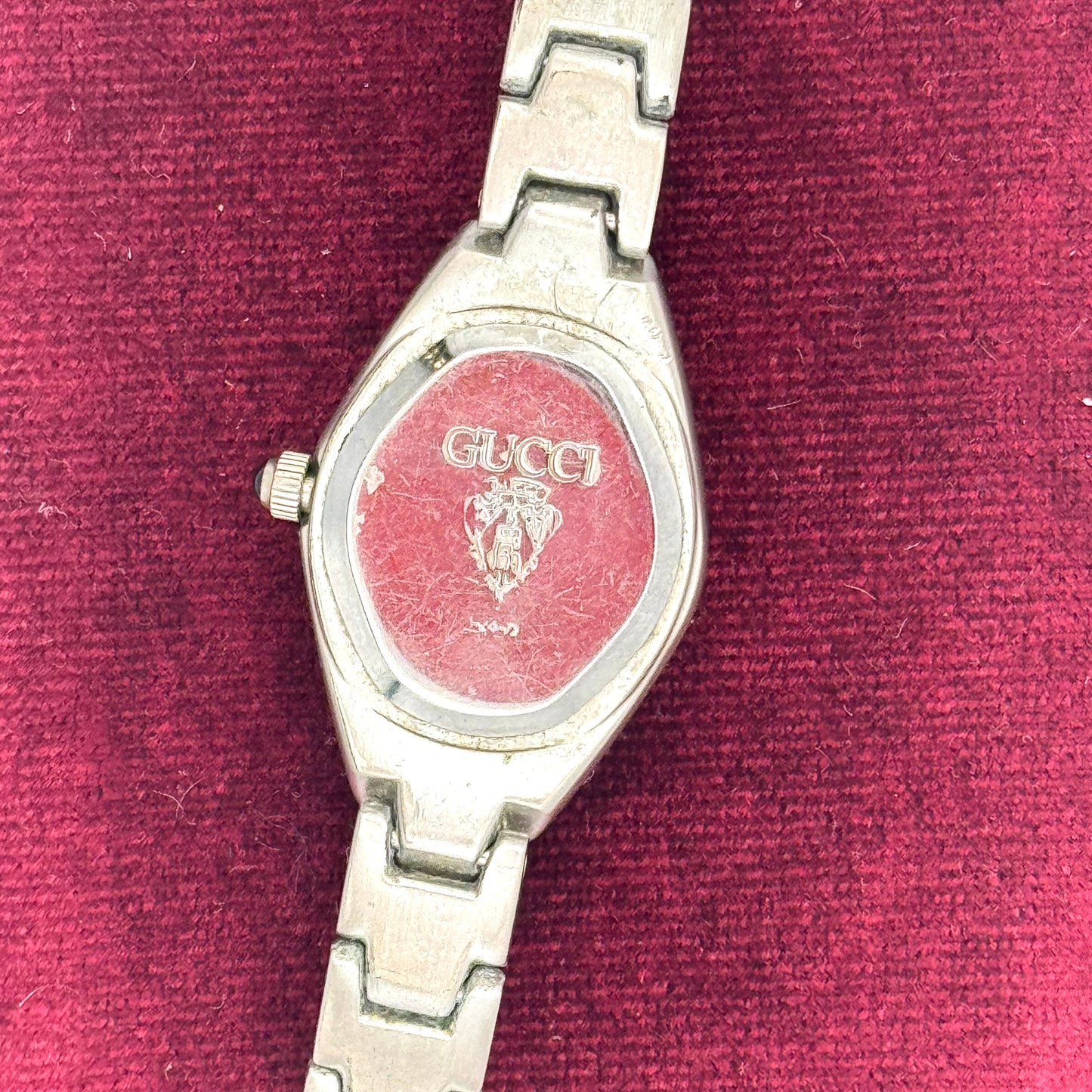 Vintage 1990s Authentic Gucci Silver & White Bubble Watch