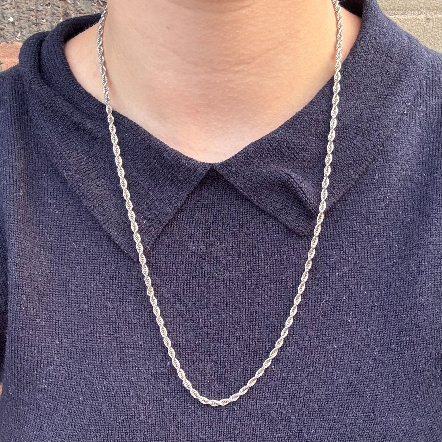 Vintage Sterling Silver Rope Chain Necklace