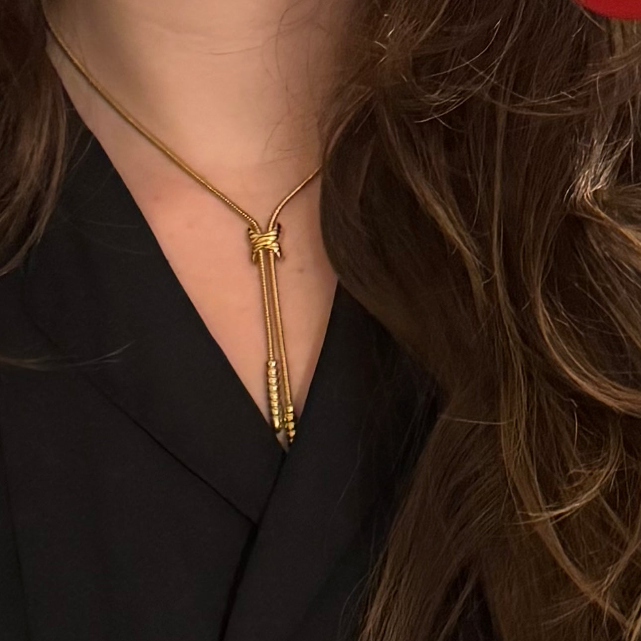 Vintage 1970s Gold Lariat Necklace