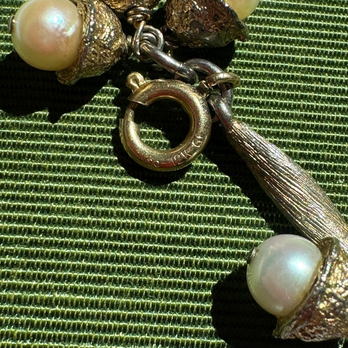 Vintage 12K Gold Filled Pearl Dangle Bracelet