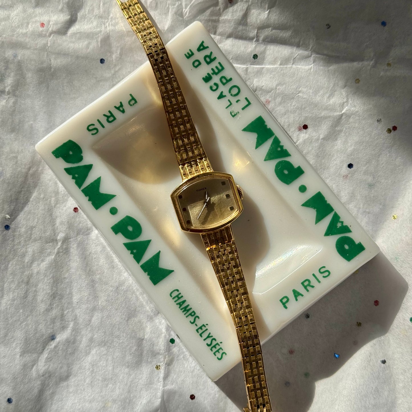 Vintage Green & White Pam-Pam French Ashtray - Sourced in Paris