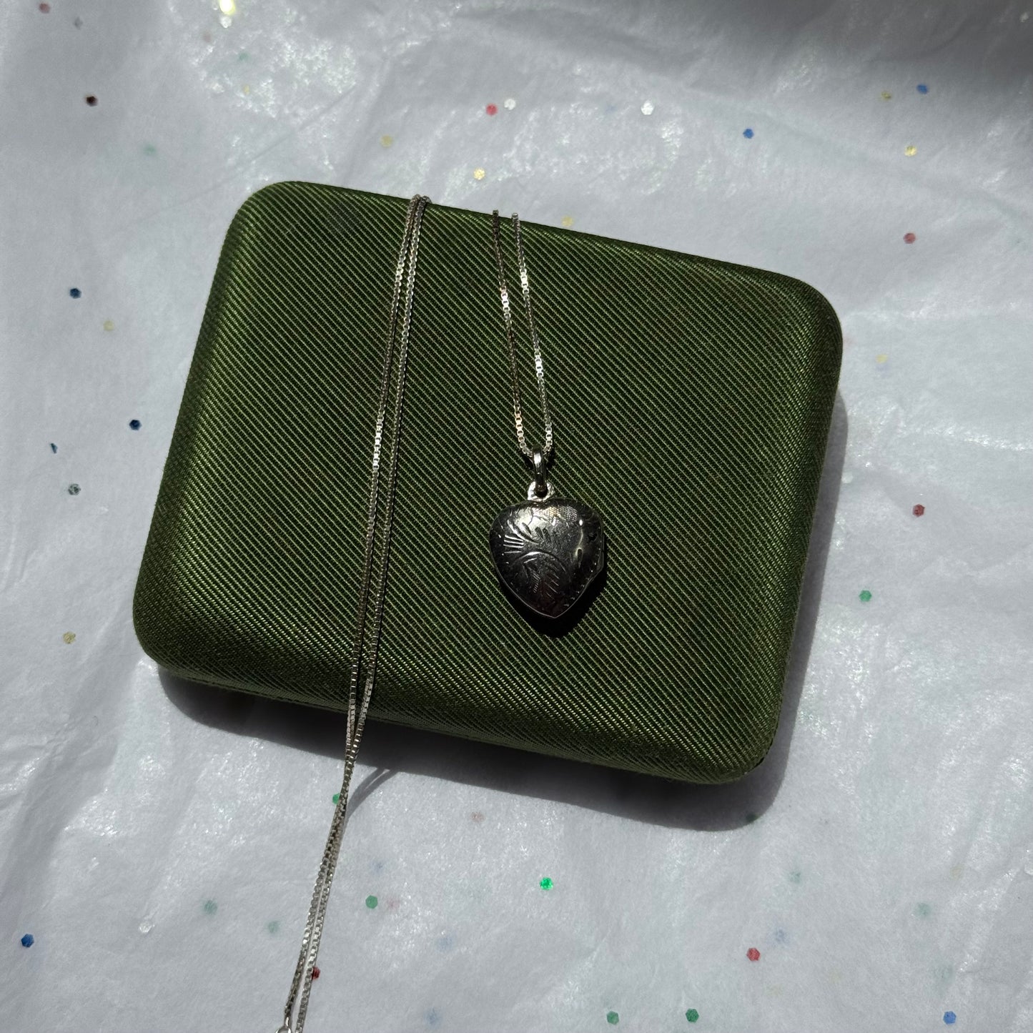 Vintage Sterling Silver Heart Locket Necklace