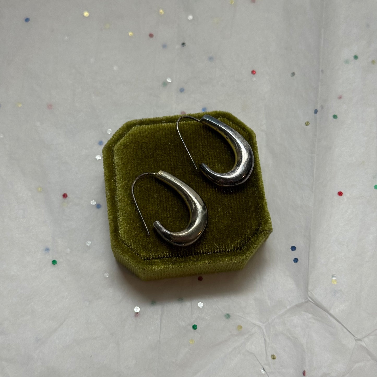 Vintage Sterling Silver Teardrop Hoop Earrings